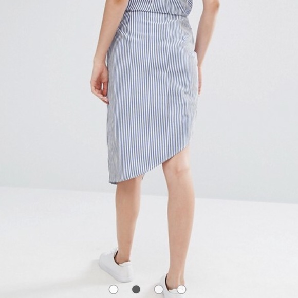 J.O.A. High low mini skirt blue white stripe NWT - Picture 8 of 16